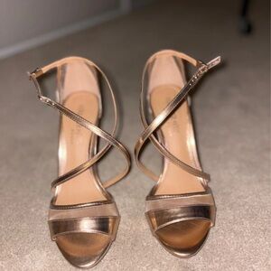 Head Over Heels Shiny Bronze Strappy Heels